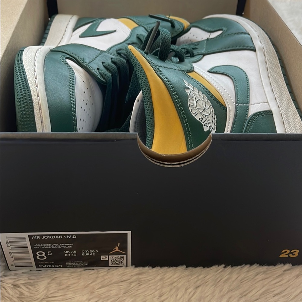 Air Jordan 1 Mid Green and Yellow Sneakers  Sonics